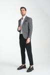 Mendes Erkek Siyah Ekose Slim Fit Mono Yaka Spor Blazer Ceket
