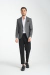 Mendes Erkek Siyah Ekose Slim Fit Mono Yaka Spor Blazer Ceket