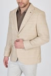 Mendey Erkek Bej Ekose Keten Görünümlü Slim Fit Spor Blazer Ceket