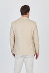 Mendey Erkek Bej Ekose Keten Görünümlü Slim Fit Spor Blazer Ceket