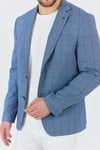 Merillon Erkek İndigo Ekose Polyviskon Kumaşlı Spor Blazer Ceket