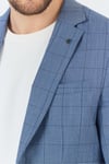 Merillon Erkek İndigo Ekose Polyviskon Kumaşlı Spor Blazer Ceket