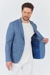 Merillon Erkek İndigo Ekose Polyviskon Kumaşlı Spor Blazer Ceket