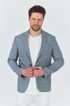 Merillon Erkek Lacivert Ekose Polyviskon Kumaşlı Spor Blazer Ceket