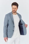 Merillon Erkek Lacivert Ekose Polyviskon Kumaşlı Spor Blazer Ceket