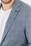 Merillon Erkek Lacivert Ekose Polyviskon Kumaşlı Spor Blazer Ceket