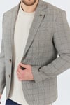 Merillon Erkek Vizon Ekose Polyviskon Kumaşlı Spor Blazer Ceket