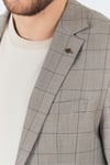 Merillon Erkek Vizon Ekose Polyviskon Kumaşlı Spor Blazer Ceket