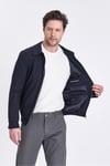 Miley Erkek Lacivert Slim Fit Esneyen Kumaş Baharlık Trenç Ceket-Mont