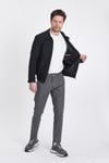 Miley Erkek Siyah Slim Fit Esneyen Kumaş Baharlık Trenç Ceket-Mont