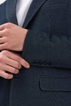 Muller Erkek Lacivert 360 Esneyen Örme Likralı Mono Yaka Spor Blazer Ceket