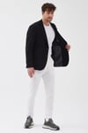 Nasio Erkek Siyah 360 Esneyen Pamuk Karışımlı Slim Fit Mono Yaka Spor Blazer Ceket