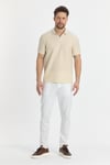 Nikol Erkek Bej Likralı Pamuk Karışımlı Esneyen Kumaş Spor Yaka Slim Fit Polo Yaka T-Shirt