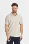 Nikol Erkek Krem Likralı Pamuk Karışımlı Esneyen Kumaş Spor Yaka Slim Fit Polo Yaka T-Shirt