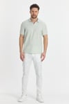 Nikol Erkek Mint Likralı Pamuk Karışımlı Esneyen Kumaş Spor Yaka Slim Fit Polo Yaka T-Shirt