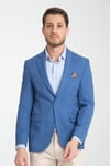 Nipoyee Erkek Koyu Mavi Battal Büyük Beden Astarlı Düğmeli Basic Spor Blazer Ceket