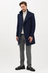 Pagano Erkek Lacivert Şal Yaka Slim Fit Kaşe Kaban