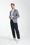 Pakito Erkek Açık Lacivert Ekose Slim Fit Mono Yaka Spor Blazer Ceket