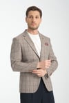 Pakito Erkek Vizon Ekose Slim Fit Mono Yaka Spor Blazer Ceket