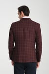 Paride Erkek Bordo Ekose Slim Fit Mono Yaka Spor Blazer Ceket