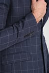 Paride Erkek Lacivert Ekose Slim Fit Mono Yaka Spor Blazer Ceket
