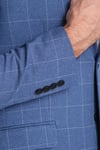 Paridee Erkek İndigo Ekose Battal Büyük Beden Mono Yaka Dar Kesim Blazer  Spor Ceket
