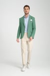Pasure Erkek Yeşil Esnek Kumaş Slim Fit Dar Kesim Blazer Ceket