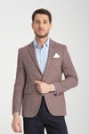 Pico Erkek Bordo Kendinden Desenli Örme Kumaş Slim Fit Mono Yaka Dar Kesim Blazer Ceket