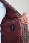 Pico Erkek Bordo Kendinden Desenli Örme Kumaş Slim Fit Mono Yaka Dar Kesim Blazer Ceket