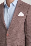 Pico Erkek Bordo Kendinden Desenli Örme Kumaş Slim Fit Mono Yaka Dar Kesim Blazer Ceket