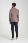 Pico Erkek Bordo Kendinden Desenli Örme Kumaş Slim Fit Mono Yaka Dar Kesim Blazer Ceket
