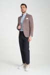 Pico Erkek Bordo Kendinden Desenli Örme Kumaş Slim Fit Mono Yaka Dar Kesim Blazer Ceket
