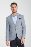 Piero Erkek İndigo Mono Yaka Esnemeyen Desenli Kalın Kumaş Slim Fit Dar Kesim Blazer Ceket