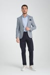 Piero Erkek İndigo Mono Yaka Esnemeyen Desenli Kalın Kumaş Slim Fit Dar Kesim Blazer Ceket