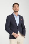 Pieros Erkek Koyu Lacivert Pamuk Karışımlı Slim Fit Dar Kesim Dört Mevsim Blazer Ceket