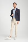 Pieros Erkek Koyu Lacivert Pamuk Karışımlı Slim Fit Dar Kesim Dört Mevsim Blazer Ceket
