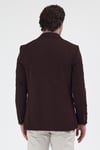Pique Erkek Kahve Kruvaze Sivri Yaka Esnek Poliviskon Kumaşlı Slim Fit Spor Blazer Ceket