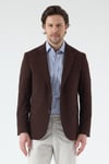 Pique Erkek Kahve Yarım Astarlı Mono Yaka Esnek Poliviskon Kumaşlı Slim Fit Spor Blazer Ceket