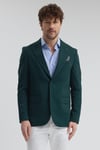 Pique Erkek Yeşil Sivri Yaka Esnek Poliviskon Kumaşlı Slim Fit Spor Blazer Ceket