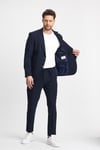 Polli Erkek Lacivert Polyamid-Teknik  Esnek Yazlık Serin Tutan Kumaş  Slim Fit  2'li Takım Elbise