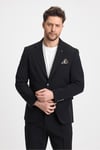 Polli Erkek Siyah Polyamid-Teknik Esnek Yazlık Serin Tutan Yarım Astarlı Slim Fit  Spor Blazer Ceket