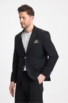 Polli Erkek Siyah Polyamid-Teknik Esnek Yazlık Serin Tutan Yarım Astarlı Slim Fit  Spor Blazer Ceket