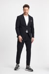 Polli Erkek Siyah Polyamid-Teknik  Esnek Yazlık Serin Tutan Kumaş  Slim Fit  2'li Takım Elbise