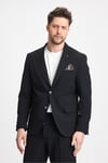 Polli Erkek Siyah Polyamid-Teknik Esnek Yazlık Serin Tutan Yarım Astarlı Slim Fit  Spor Blazer Ceket