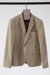 Poly Erkek Krem Likralı Pamuklu Slim Fit Spor Blazer Ceket (Büyük Beden - Battal)