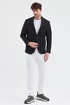 Poly Erkek Siyah Likralı Pamuklu Slim Fit Spor Blazer Ceket
