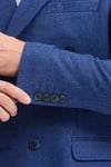 Pompillo Erkek Açık Lacivert Kruvaze Sivri Yaka Slim Fit Desenli Spor Blazer Ceket
