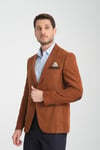 Racinos Erkek Camel Kalın Kadife Kumaşlı Dirsekli Slim Fit Dar Kesim Spor Blazer Ceket