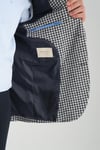 Remos Erkek Lacivert Kazayağı Desenli Esneyen Kumaş Mono Yaka Spor Blazer Ceket