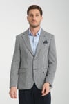 Remos Erkek Lacivert Kazayağı Desenli Esneyen Kumaş Mono Yaka Spor Blazer Ceket
